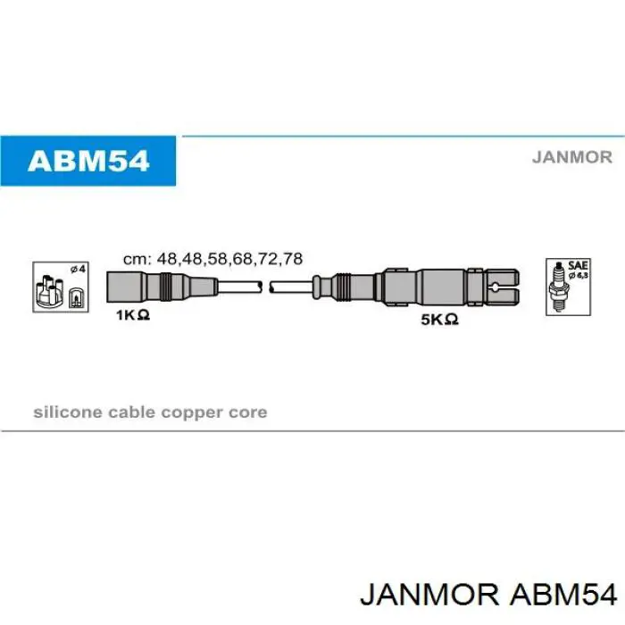 ABM54 Janmor дріт високовольтні, комплект
