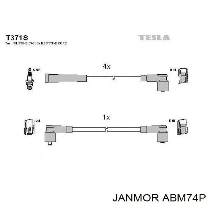 Купити ABM74P Janmor Провід високовольтні, комплект