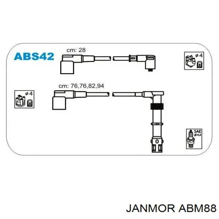 ABM88 Janmor дріт високовольтні, комплект