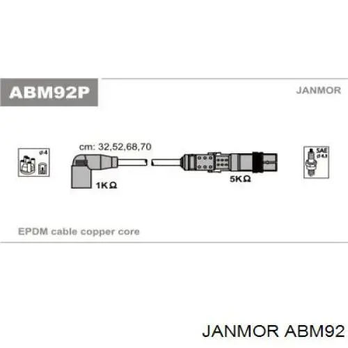 Дроти запалювання Janmor ABM92 ціна, від 33.32 USD