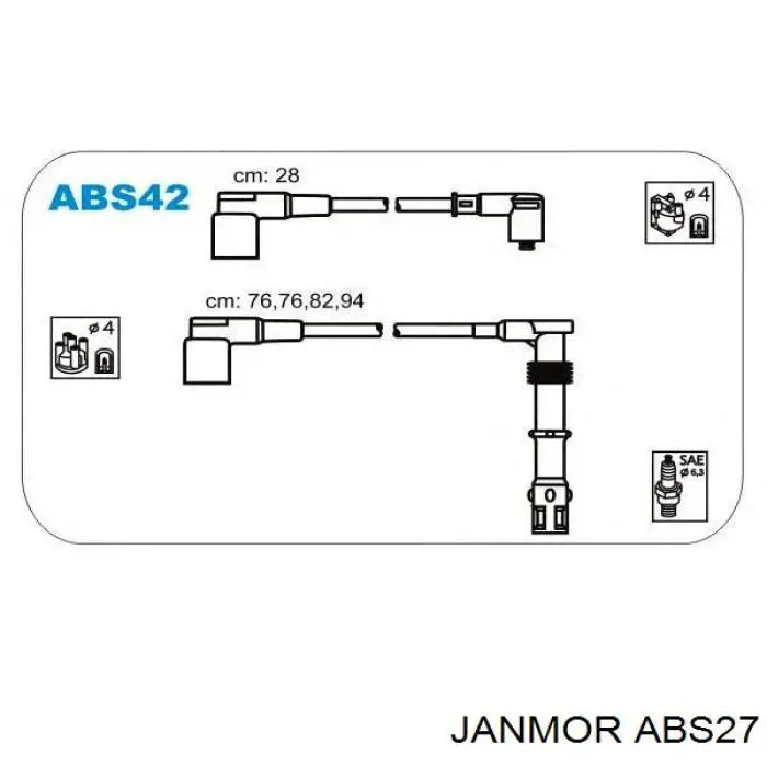 Дріт високовольтний, комплект ABS27 Janmor