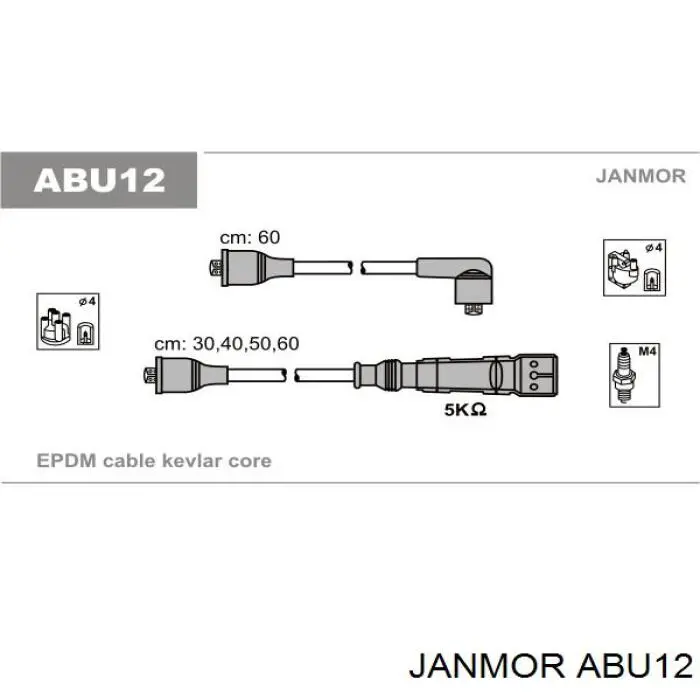 Дроти запалювання Janmor ABU12 ціна, від 22.93 USD