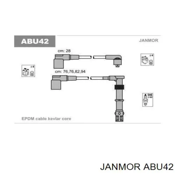 Дроти запалювання Janmor ABU42 ціна, від 28.85 USD