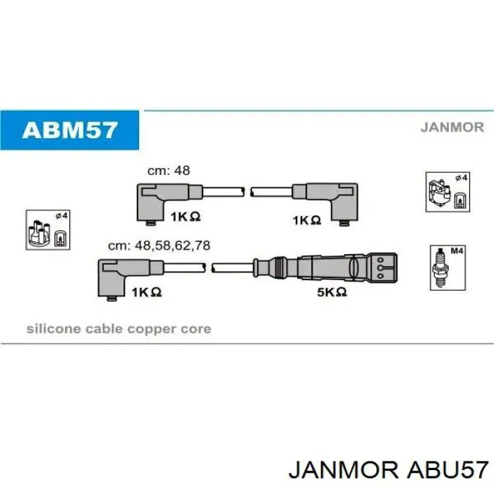 ABU57 Janmor дріт високовольтні, комплект