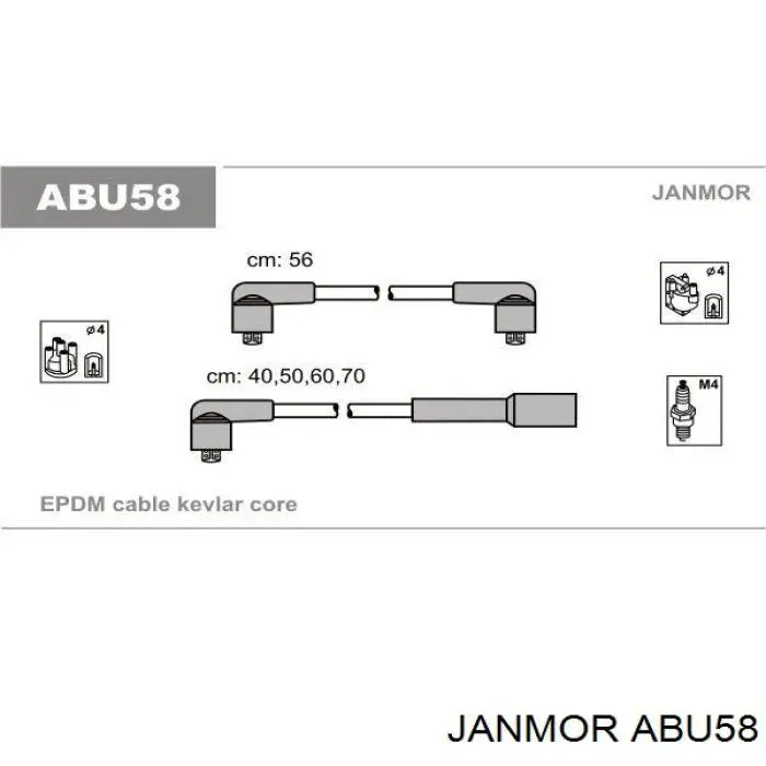 Дроти запалювання Janmor ABU58 ціна, від 15.51 USD