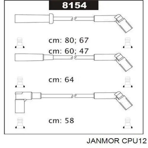 Дроти запалювання Janmor CPU12 ціна, від 18.35 USD