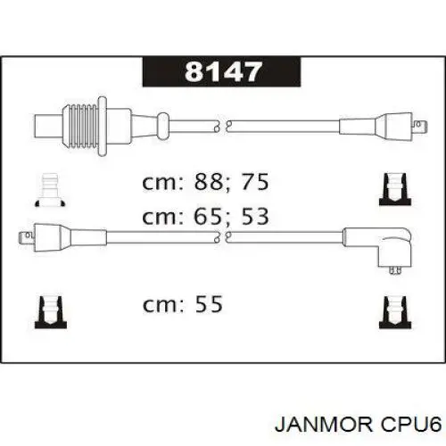 Дроти запалювання Janmor CPU6 ціна, від 14.31 USD