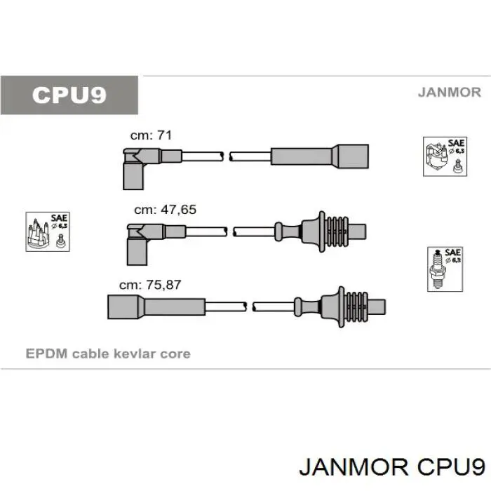 Дроти запалювання Janmor CPU9 ціна, від 17.93 USD