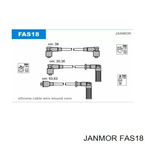 Дроти запалювання Janmor FAS18 ціна, від 14.70 USD