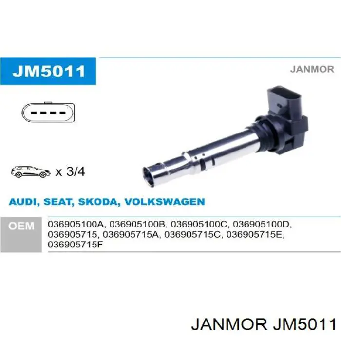 Котушка запалювання JM5011 Janmor