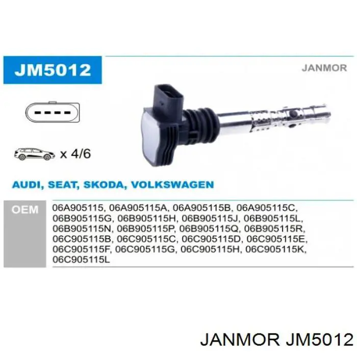 Котушка запалювання JM5012 Janmor