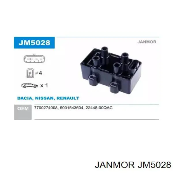 JM5028 Janmor котушка запалювання