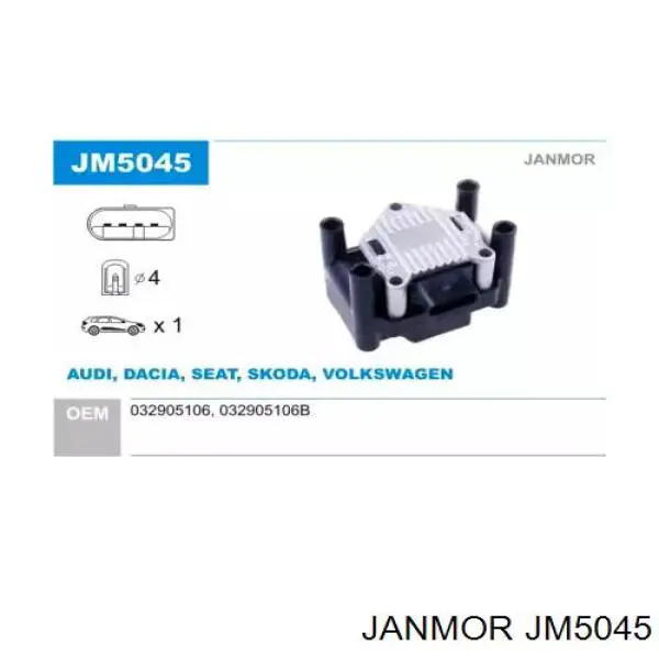 JM5045 Janmor Котушка запалювання