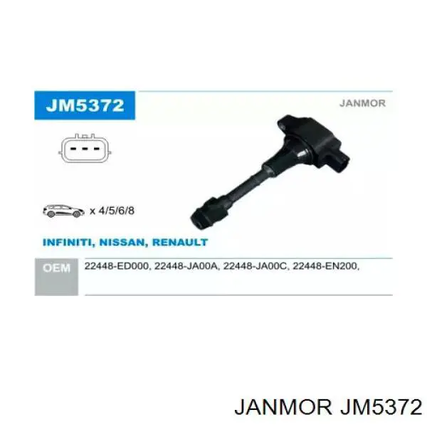 Купити JM5372 Janmor Котушка запалювання