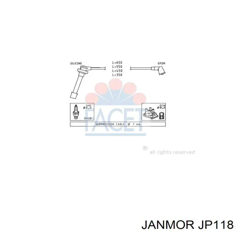 JP118 Janmor дріт високовольтні, комплект