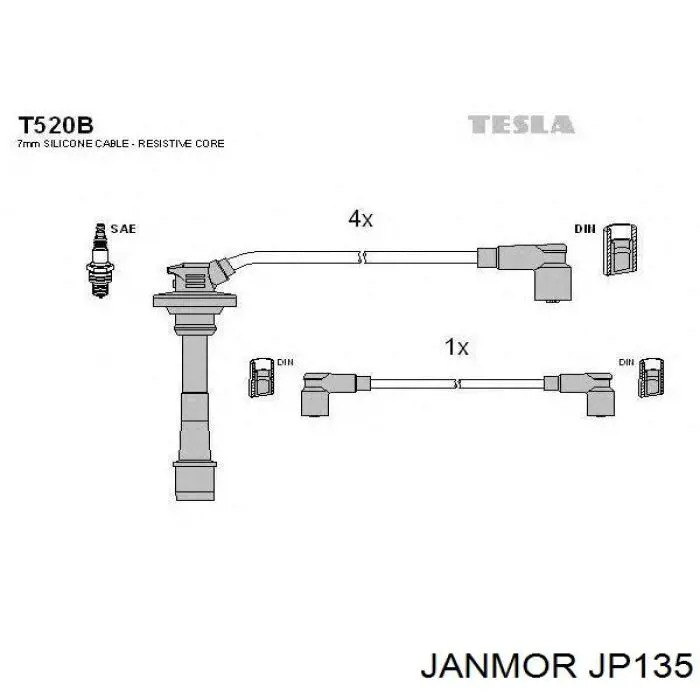 Високовольтні дроти JP135 Janmor