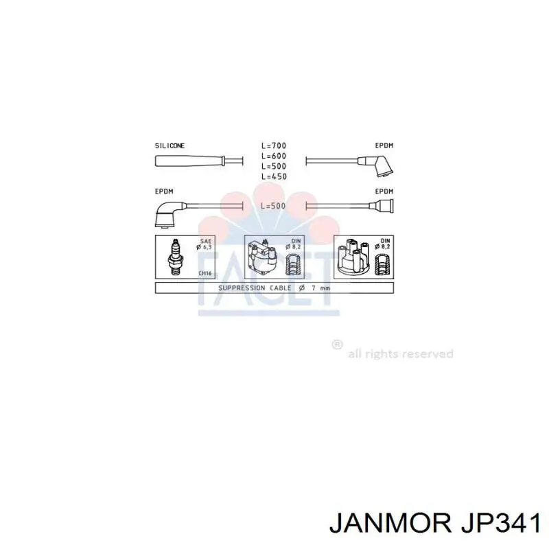 JP341 Janmor дріт високовольтні, комплект