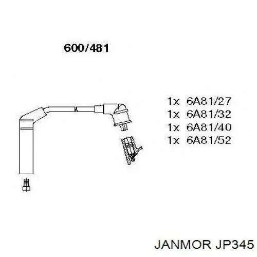JP345 Janmor Проводи високовольтні