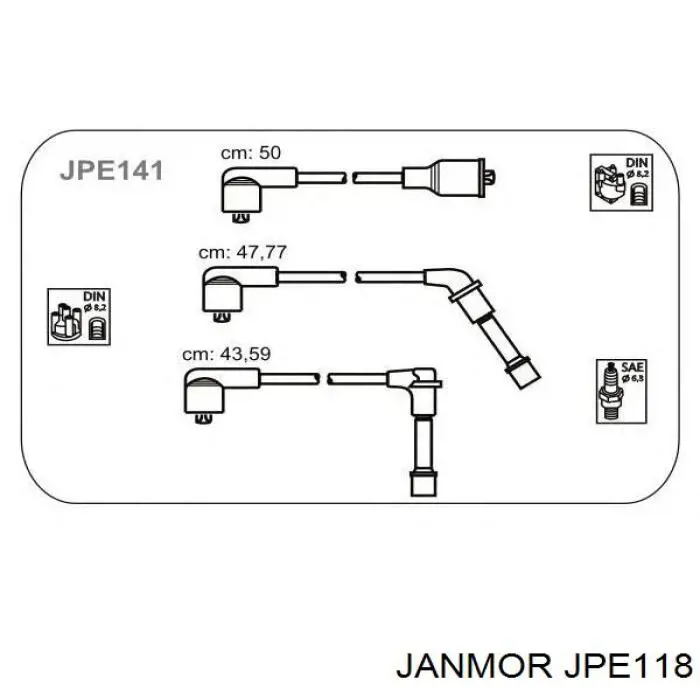 JPE118 Janmor дріт високовольтні, комплект