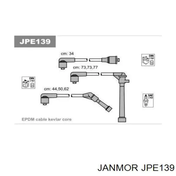 Високовольтні дроти JPE139 Janmor