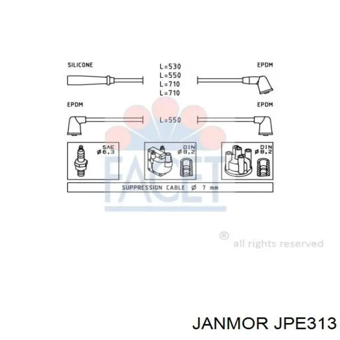 JPE313 Janmor дріт високовольтні, комплект