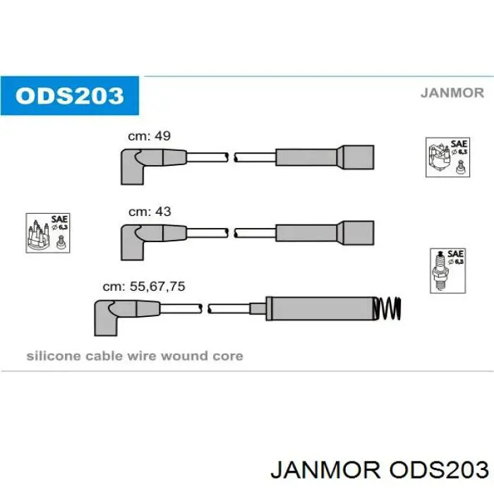 Дроти запалювання Janmor ODS203 ціна, від 18.08 USD