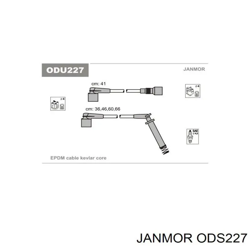 Дріт високовольтний, комплект ODS227 Janmor