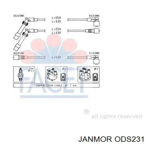 ODS231 Janmor дріт високовольтні, комплект
