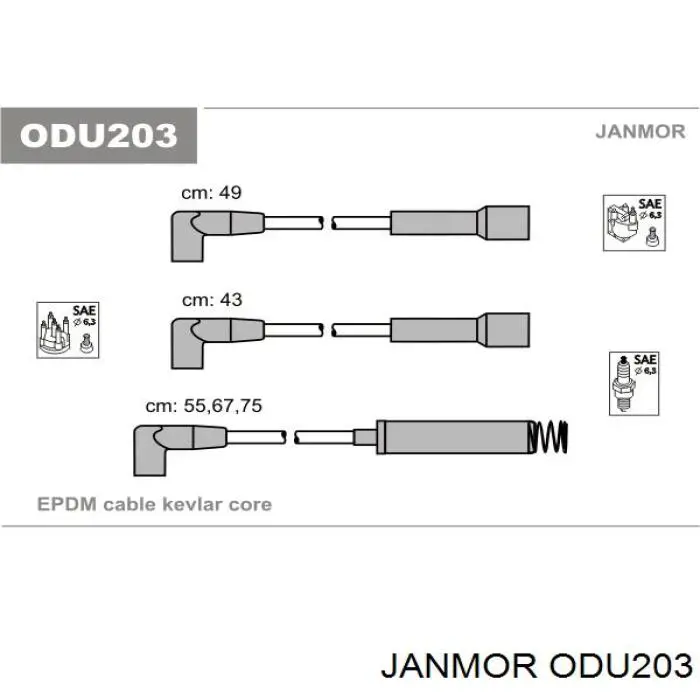 Дроти запалювання Janmor ODU203 ціна, від 17.53 USD