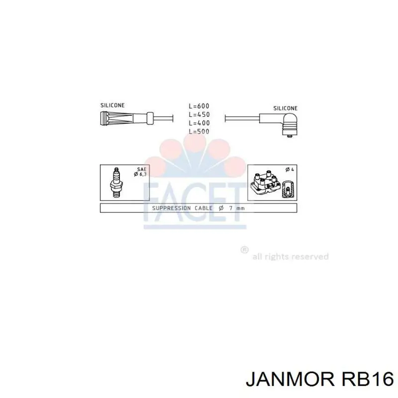 RB16 Janmor дріт високовольтні, комплект