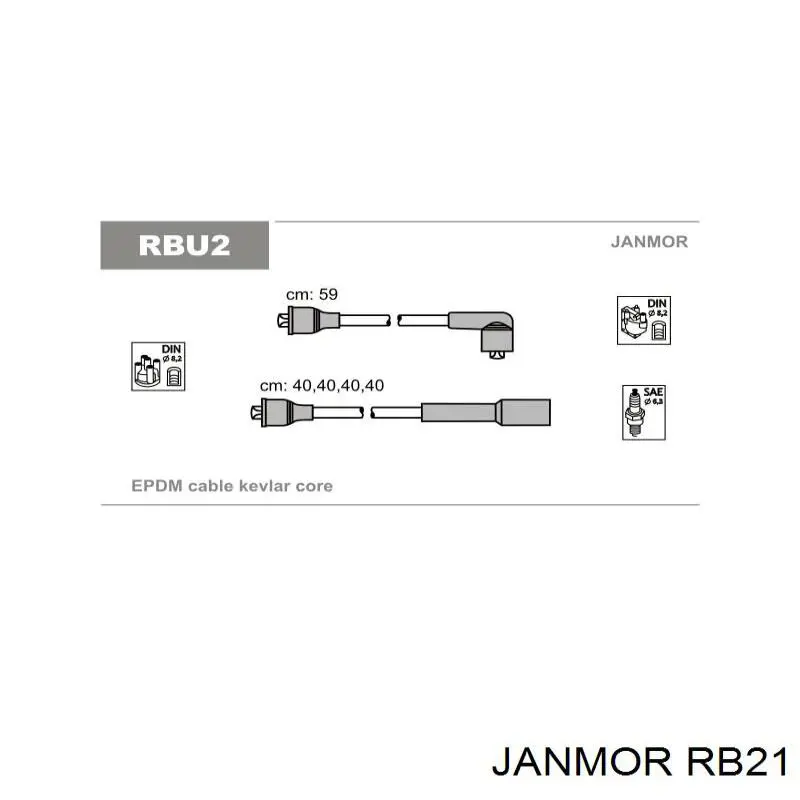 Дріт високовольтний, комплект RB21 Janmor