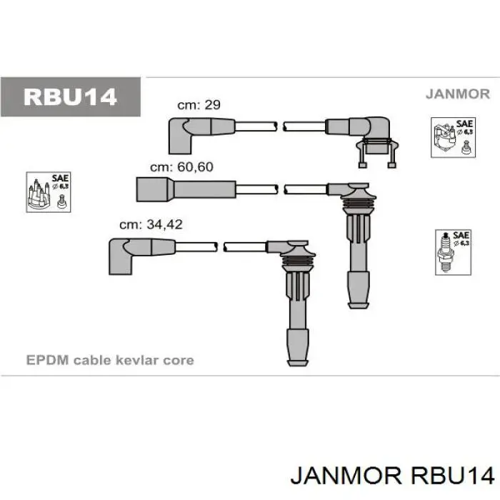 Дріт високовольтний, комплект RBU14 Janmor