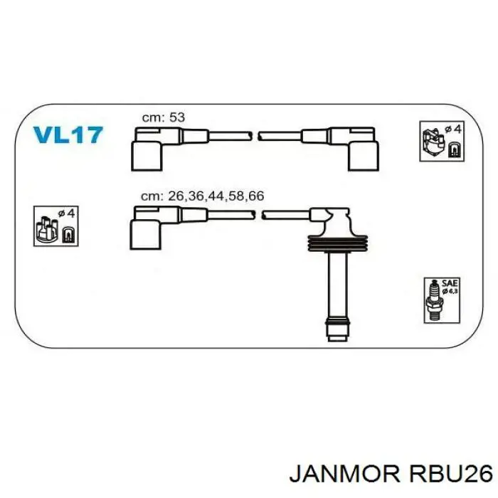 Дріт високовольтний, комплект RBU26 Janmor