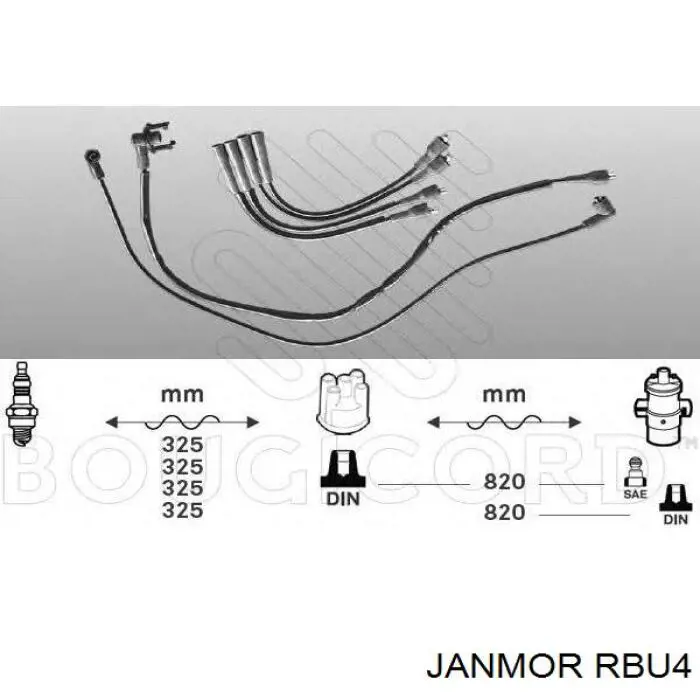 Дроти запалювання Janmor RBU4 ціна, від 15.10 USD