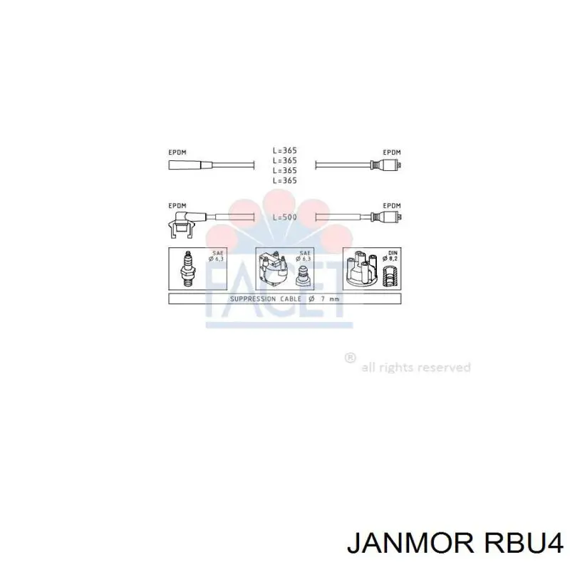 Купити RBU4 Janmor Провід високовольтні, комплект