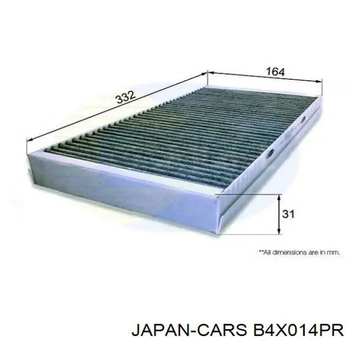 B4X014PR Japan Cars Внутрішньосалонний фільтр
