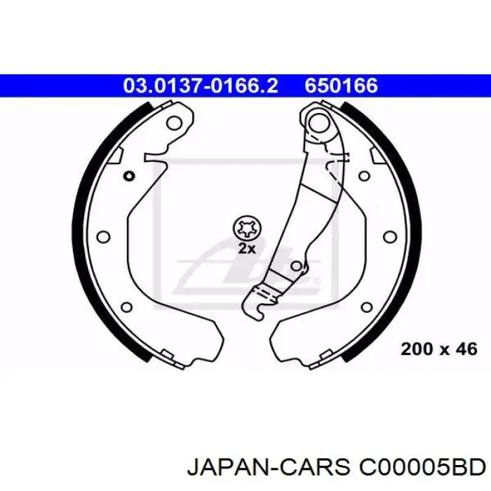 Монтажний комплект задніх барабанних колодок C00005BD Japan Cars
