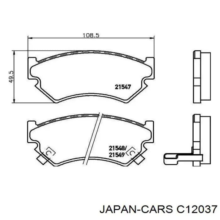 C12037 Japan Cars колодки гальмівні передні, дискові