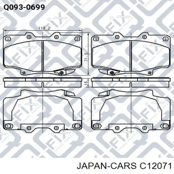 Колодки гальмівні передні, дискові C12071 Japan Cars