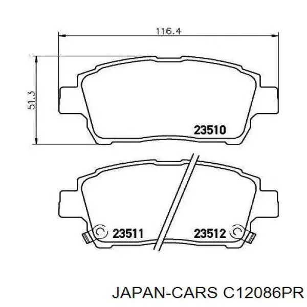 Гальмівні колодки Japan Cars C12086PR ціна, від 12.86 USD