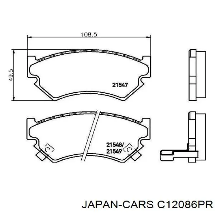 Передні тормозні колодки C12086PR Japan Cars