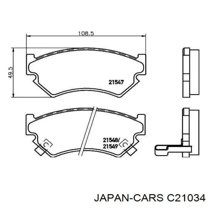 Колодки гальмові задні, дискові C21034 Japan Cars