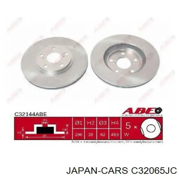 Диск переднього гальма Japan Cars C32065JC ціна, від 25.98 USD