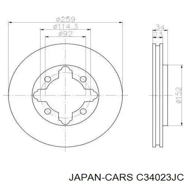 C34023JC Japan Cars диск гальмівний передній