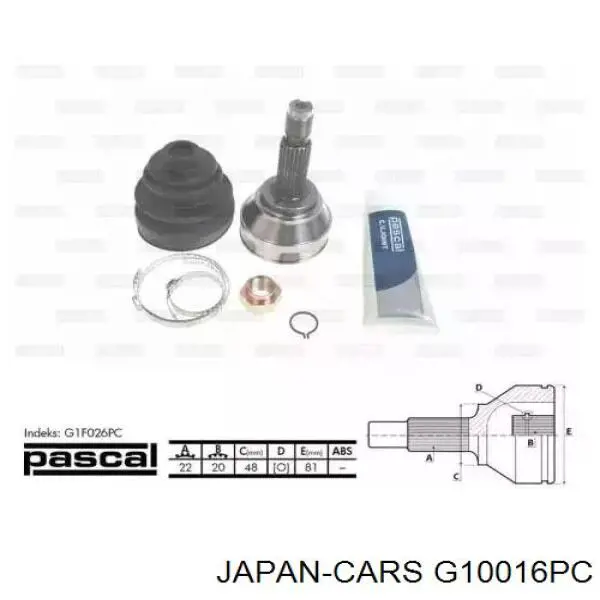 ШРУС зовнішній передній G10016PC Japan Cars