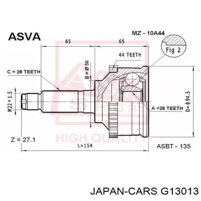 Купити G13013 Japan Cars Шарнір приводу зовнішній
