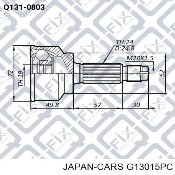 ШРУС зовнішній передній G13015PC Japan Cars