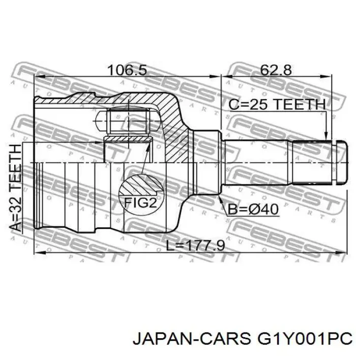 Купити G1Y001PC Japan Cars Шарнір приводу зовнішній