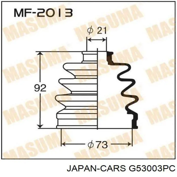 Купити G53003 Japan Cars Пильник шарніра приводу