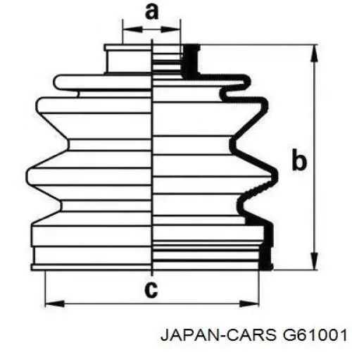 G61001 Japan Cars Пильник ШРКШ внутрішній, передній півосі